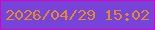 文字の大きさ：4、枠の色：da02c2、背景の色：7744d9、文字の色：e1892d 無料ブログパーツのブログ時計