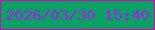 文字の大きさ：1、枠の色：da03b3、背景の色：0aa165、文字の色：a61deb 無料ブログパーツのブログ時計