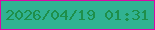 文字の大きさ：4、枠の色：da08a6、背景の色：31b292、文字の色：1e8f4a 無料ブログパーツのブログ時計