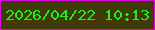 文字の大きさ：4、枠の色：da08de、背景の色：423908、文字の色：1dee1f 無料ブログパーツのブログ時計
