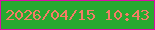 文字の大きさ：4、枠の色：da0ea7、背景の色：27a930、文字の色：f47c66 無料ブログパーツのブログ時計