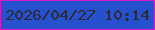文字の大きさ：5、枠の色：da1ac7、背景の色：2551ce、文字の色：2d2a36 無料ブログパーツのブログ時計