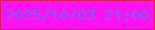 文字の大きさ：4、枠の色：da2052、背景の色：ff12f2、文字の色：6f64f3 無料ブログパーツのブログ時計
