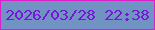 文字の大きさ：4、枠の色：da20c6、背景の色：7093c3、文字の色：7716d9 無料ブログパーツのブログ時計