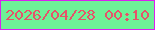 文字の大きさ：1、枠の色：da20ef、背景の色：6ef197、文字の色：e6526a 無料ブログパーツのブログ時計