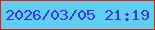 文字の大きさ：4、枠の色：da2112、背景の色：60cfef、文字の色：3b36e0 無料ブログパーツのブログ時計
