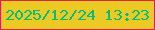 文字の大きさ：5、枠の色：da2548、背景の色：ebca24、文字の色：03be7b 無料ブログパーツのブログ時計