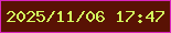文字の大きさ：2、枠の色：da26bf、背景の色：591204、文字の色：d4ff5d 無料ブログパーツのブログ時計