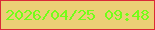 文字の大きさ：1、枠の色：da2a38、背景の色：eccf76、文字の色：73fe18 無料ブログパーツのブログ時計