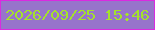 文字の大きさ：1、枠の色：da2be0、背景の色：9774cb、文字の色：a4e22a 無料ブログパーツのブログ時計