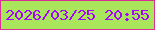 文字の大きさ：2、枠の色：da2f99、背景の色：a9e65c、文字の色：a305fe 無料ブログパーツのブログ時計