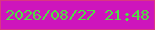 文字の大きさ：5、枠の色：da3782、背景の色：ce15bc、文字の色：51df44 無料ブログパーツのブログ時計