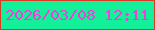 文字の大きさ：3、枠の色：da3b27、背景の色：14f09a、文字の色：ee3fdb 無料ブログパーツのブログ時計