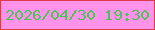 文字の大きさ：5、枠の色：da3b4e、背景の色：ff92e9、文字の色：4cc35a 無料ブログパーツのブログ時計