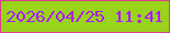 文字の大きさ：4、枠の色：da3d8e、背景の色：99d31c、文字の色：ac1afa 無料ブログパーツのブログ時計