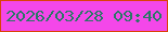 文字の大きさ：2、枠の色：da4307、背景の色：f447e9、文字の色：297865 無料ブログパーツのブログ時計