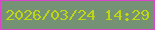 文字の大きさ：1、枠の色：da46c9、背景の色：759274、文字の色：bfd617 無料ブログパーツのブログ時計