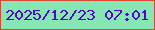 文字の大きさ：5、枠の色：da4735、背景の色：86e7b5、文字の色：5309c1 無料ブログパーツのブログ時計