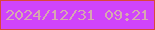 文字の大きさ：3、枠の色：da473c、背景の色：d044fb、文字の色：d6a8b1 無料ブログパーツのブログ時計