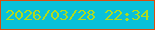 文字の大きさ：1、枠の色：da4d0d、背景の色：09c1d9、文字の色：afdb1d 無料ブログパーツのブログ時計