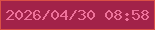 文字の大きさ：1、枠の色：da5045、背景の色：a22249、文字の色：ee719a 無料ブログパーツのブログ時計