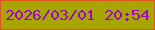 文字の大きさ：4、枠の色：da571e、背景の色：a8a501、文字の色：9d07bf 無料ブログパーツのブログ時計