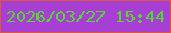 文字の大きさ：2、枠の色：da5937、背景の色：a73fd4、文字の色：55d931 無料ブログパーツのブログ時計