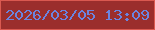 文字の大きさ：5、枠の色：da5950、背景の色：9b2e2c、文字の色：6b84e0 無料ブログパーツのブログ時計
