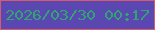 文字の大きさ：4、枠の色：da5b68、背景の色：5b47b2、文字の色：31a570 無料ブログパーツのブログ時計