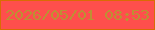 文字の大きさ：5、枠の色：da6c03、背景の色：fe4f4c、文字の色：bd9033 無料ブログパーツのブログ時計