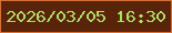 文字の大きさ：3、枠の色：da7032、背景の色：5a240b、文字の色：b2db66 無料ブログパーツのブログ時計
