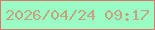文字の大きさ：5、枠の色：da786c、背景の色：9bfdc6、文字の色：c4a37d 無料ブログパーツのブログ時計