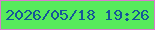 文字の大きさ：4、枠の色：da7bcf、背景の色：57eb5c、文字の色：155698 無料ブログパーツのブログ時計