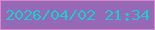 文字の大きさ：4、枠の色：da84cb、背景の色：9669b6、文字の色：1ec9cf 無料ブログパーツのブログ時計