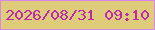 文字の大きさ：3、枠の色：da85ea、背景の色：decc7b、文字の色：be2ba9 無料ブログパーツのブログ時計
