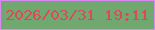 文字の大きさ：3、枠の色：da89f3、背景の色：70a870、文字の色：d84b5b 無料ブログパーツのブログ時計