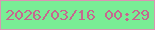 文字の大きさ：1、枠の色：da94b3、背景の色：79ed95、文字の色：c6678f 無料ブログパーツのブログ時計