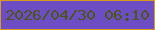 文字の大きさ：4、枠の色：da9b1d、背景の色：6c4dc3、文字の色：4e5615 無料ブログパーツのブログ時計