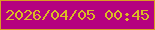 文字の大きさ：3、枠の色：da9d23、背景の色：b5027f、文字の色：dbba24 無料ブログパーツのブログ時計
