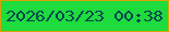 文字の大きさ：5、枠の色：daa106、背景の色：1edb3e、文字の色：00444e 無料ブログパーツのブログ時計