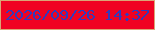 文字の大きさ：4、枠の色：daa776、背景の色：f00322、文字の色：323abc 無料ブログパーツのブログ時計