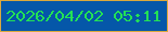 文字の大きさ：1、枠の色：daa93e、背景の色：0557a9、文字の色：23e155 無料ブログパーツのブログ時計