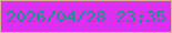 文字の大きさ：2、枠の色：dab096、背景の色：db30ef、文字の色：169584 無料ブログパーツのブログ時計