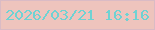 文字の大きさ：2、枠の色：dabbc5、背景の色：eec4bd、文字の色：6fd2d3 無料ブログパーツのブログ時計