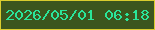 文字の大きさ：5、枠の色：dacc2e、背景の色：3c551e、文字の色：2ae59a 無料ブログパーツのブログ時計