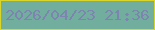 文字の大きさ：4、枠の色：dad629、背景の色：71ae9e、文字の色：7e84b0 無料ブログパーツのブログ時計