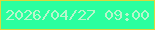 文字の大きさ：3、枠の色：dad73c、背景の色：2bff9f、文字の色：b8f6cb 無料ブログパーツのブログ時計