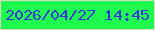 文字の大きさ：5、枠の色：dad8c6、背景の色：1efb4e、文字の色：3738db 無料ブログパーツのブログ時計
