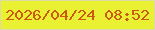 文字の大きさ：5、枠の色：dadca4、背景の色：e9f132、文字の色：cc5b12 無料ブログパーツのブログ時計