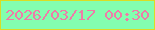 文字の大きさ：1、枠の色：dadd23、背景の色：83feaf、文字の色：ef7ba8 無料ブログパーツのブログ時計